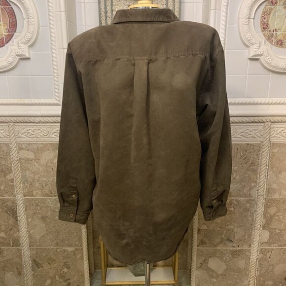 Knights Bridge. Size XL. Suede Cloth Long Sleeve Shirt. Brown/green. B107 - Picture 4 of 6